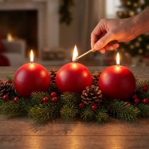 Itens Conjunto de 6 velas vermelhas em formato de bola, 100 mm - Perfeitas para decoração de Natal e ocasiões festivas, com longa duração.