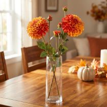 Itens Flores Decorativas Dália Artificiais Laranja Vermelho Ø10 C80cm 2uns
