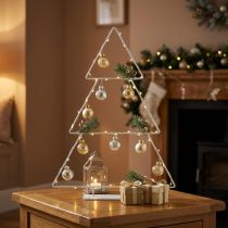 Itens Árvore de natal metal branca para ficar em pé e decorar 41cm