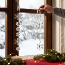 Itens Guirlanda de inverno cristais de gelo transparente prata branco C150cm 2 peças