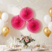 Itens Decoração de festa flor de papel favo de mel rosa Ø40cm 4 unidades
