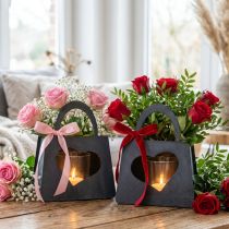Itens Bolsa de decoração de metal com lanterna e coração antracite H18cm 2 peças