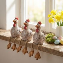 Itens Engraçado banco de borda de decoração de cerâmica de frango Páscoa 9,5 cm 3 unidades