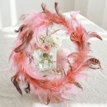 Itens Coroa de penas decorada com penas de faisão em rosa Ø20cm 3 peças