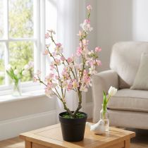 Itens Amendoeira Grande Planta Artificial em Vaso Rosa Branco 74cm