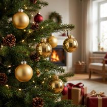 Itens Bola de Natal em vidro Ø6cm mistura ouro 24 unidades