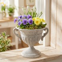 Itens Troféu antigo com alças decoração em metal vintage cinza branco H18cm