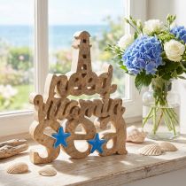 Itens Decoração marítima em madeira “Preciso de vitamina mar” madeira de manga 27×33cm