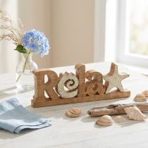 Itens Decoração de mesa marítima “Relax” suporte madeira de manga 28×10cm