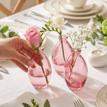 Itens Vaso bulboso, mini vasos, vidro rosa tingido, Ø7cm, A12cm, 6 peças