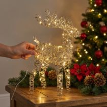 Itens Decoração de Natal de metal com rena LED para ambientes internos, dourada, altura 40 cm