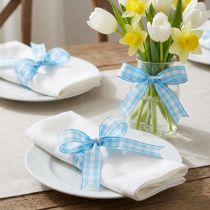 Itens Fita decorativa xadrez com borda de arame azul 15mm C20m