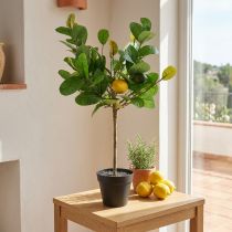 Itens Limoeiro artificial em vaso, estilo mediterrâneo, planta artificial de fácil manutenção, árvore cítrica decorativa, 57 cm de altura.