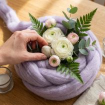 Itens Cordão de lã, fita de lã lilás claro, 10m de lã decorativa para floricultura e artesanato.