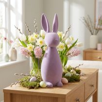 Itens Coelho de Páscoa decorativo – Segunda opção – Lilás aveludado, 47 cm de altura