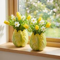 Itens Vaso de flores com um marcante motivo de tulipa. Perfeito para decoração de sala de estar. 16 cm, 2 peças.