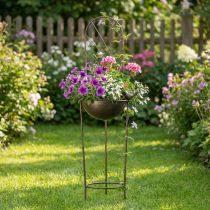 Itens Bebedouro decorativo para pássaros, floreira com treliça, visual nostálgico, elegante acessório para jardim, 75 cm