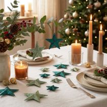 Itens Conjunto de estrelas brilhantes cabides decorativos e decorações dispersas esmeralda, verde claro 9cm/5cm 18 peças