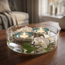 Itens Suporte flutuante de vidro para velas tealight, para um toque de elegância em qualquer ambiente, 10 cm, 2 peças.