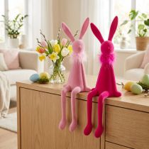 Itens Coelhinho da Páscoa decorativo, enfeite de prateleira com estola de penas para aparador ou prateleira, 36 cm, 2 peças