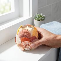 Itens Porta-velas náutico, lanterna, conchas marinhas verdadeiras, decoração para banheiro, ambiente de férias, 12 cm