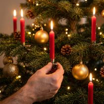 Itens Velas pirâmide velas de árvore vermelha cera Ø14mm H70mm 50un