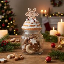 Itens Frasco de doces Frasco de biscoitos de Natal com floco de neve Alt.20cm