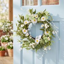 Itens Guirlanda artificial de margaridas, com aparência natural e durável, para decoração de portas e paredes, 55 cm