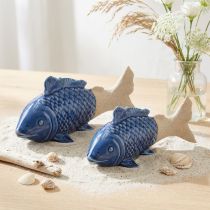Itens Decoração de Peixe Cerâmico Azul Marítimo Bege 20×8×8,5cm 2 pcs