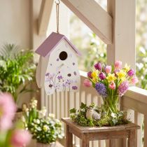 Itens Casinha de pássaros com estampa floral primaveril, decoração para varanda ou apartamento, 21 cm