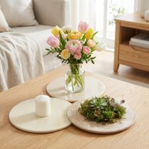 Itens Bases para copos Decoração de mesa Flores Bege Castanho Ø20cm 3 Unidades