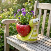Itens Vaso decorativo caracol morango cerâmica verde vermelho 15,5cm