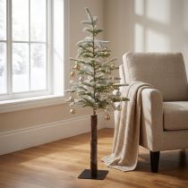 Itens Abeto artificial em placa de metal neve decoração de inverno 35x115cm