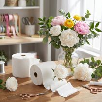 Itens Flor crepe branca L10cm gramatura 128g/m² C250cm 2 peças