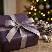 Itens Fita para presente lavanda ouro veado de Natal 25mm 15m
