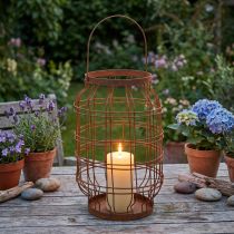 Itens Lanterna de jardim, metal, acabamento enferrujado, alça, estilo vintage, Ø19,5 cm