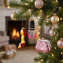 Itens Enfeites de árvore de Natal, esmalte, bolsa, sapato feminino (3 peças)