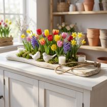 Itens Bandeja de madeira, bandeja com cordão, madeira natural lavada de branco, shabby chic L60cm