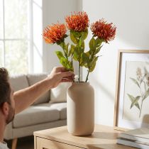 Itens Alfineteiro Exótico Flor Artificial Laranja Leucospermum Protea 73 cm 3 unidades