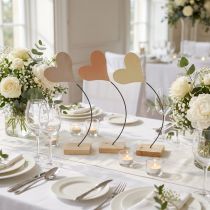 Itens Decoração de mesa corações de casamento, decoração de coração de metal bege/laranja/amarelo H40cm 3 unid.