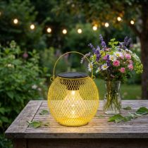 Itens Lanterna solar para jardim e terraço com design moderno em metal, 12 cm