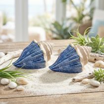 Itens Decoração de conchas Cerâmica marítima Azul Bege 16,5×11×9,5cm 2 peças