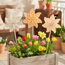 Itens Estaca de jardim em formato de moinho de vento, decoração atraente para pátio, jardim e varanda, 47 cm, 3 peças