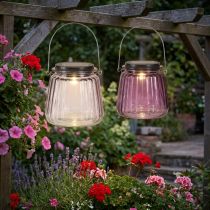 Itens Luz de jardim LED vidro solar para pendurar roxo Ø10,5cm 2 peças