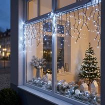 Itens Cascata de luz com efeito de neve, decoração de inverno Advento, luzes LED 6 fios branco frio 480 L60/80/100cm