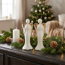 Itens Figuras de anjo anjo de cerâmica ouro branco 6 cm x 5 cm x 15 cm 2 unidades