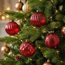 Itens Enfeites de Natal de vidro, vermelhos, 8 cm, 12 peças