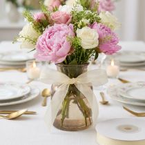 Itens Fita de organza com ourela 1,5cm 50m creme