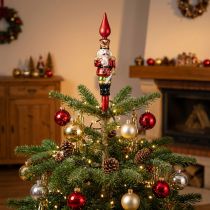 Itens Enfeite de Natal em forma de quebra-nozes vermelho para árvore de Natal, 28 cm, em vidro verdadeiro.
