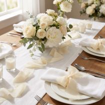 Itens Fita de tecido chiffon creme com franjas 40mm 15m
